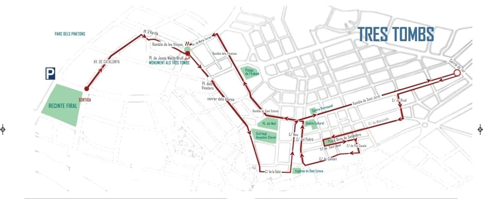 Recorregut visual de la passada dels Tres Tombs. FOTO: Comissió Organitzadora de la Festa de Sant Antoni Abat de Ripollet