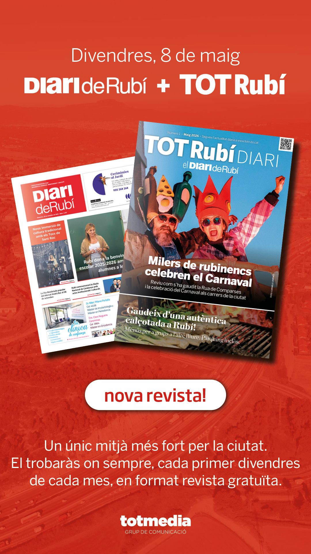 La primera publicació del TOT Rubí Diari serà el 8 de maig