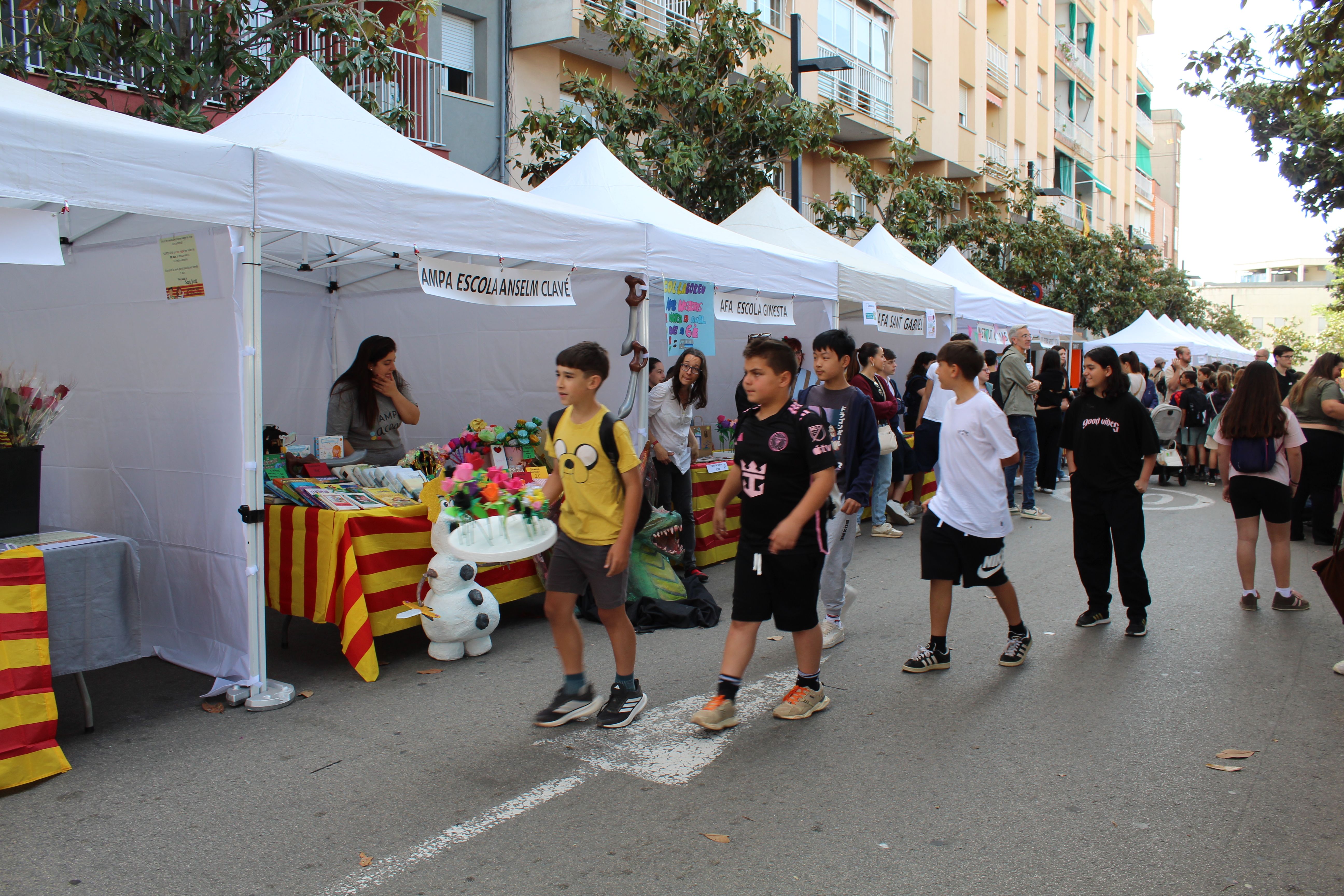 Roses i llibres han omplert aquest dijous la plaça Pere Quart amb motiu de la diada de Sant Jordi. FOTO Sergio Sánchez (10)