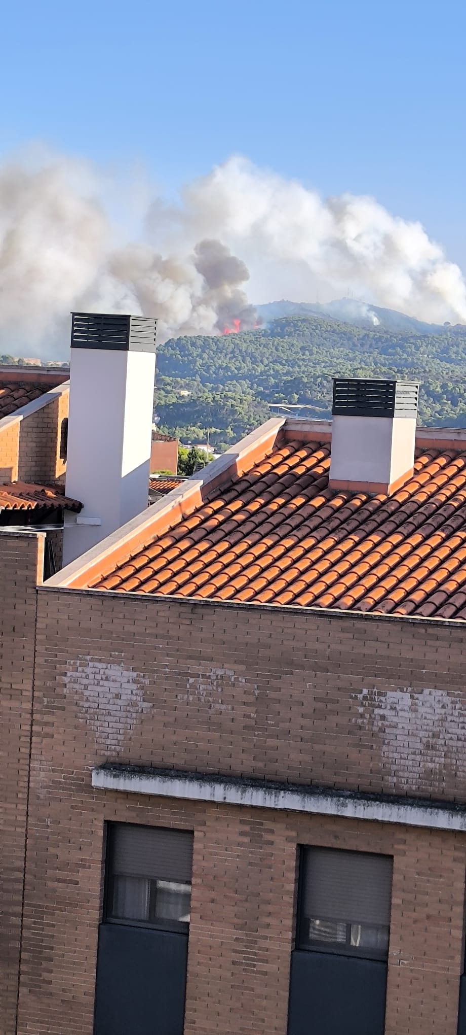 L'incendi de Collserola vist des del barri de Pinetons. FOTO Montse de Julián