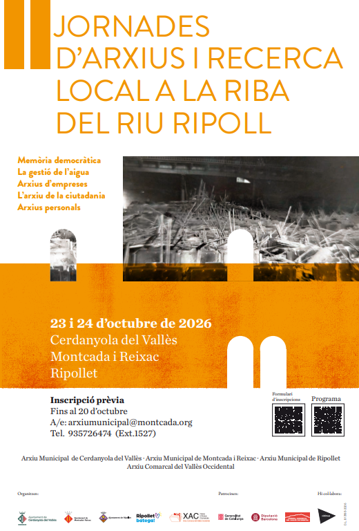 Cartell de les II Jornades d'Arxius i Recerca Local a la Riba del Ripoll.