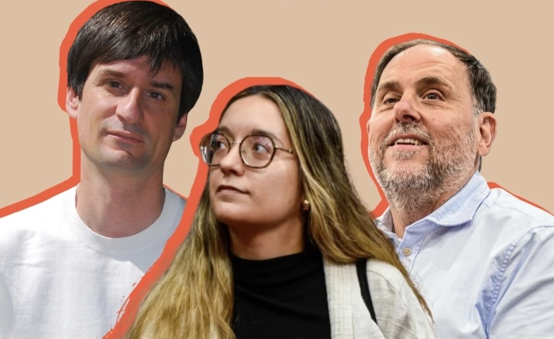 Roger Bayó (a l'esquerra), Ana Balsera (al centre) i Oriol Junqueras (a la dreta)